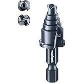 toolant Mini Step Drill Bit, 1", 1/4"-1/2", M2 HSS, 1/4" Hex Shank | M2 HSS; Nitriding Coating; Mini 1" Body; Dual-Angle Flutes; Multi-Function Edges; 1/4" Hex Shank; For Extremely Tiny Spaces