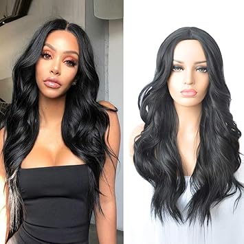 Ruisenna Synthetic Long Straight Hair Wigs Black Color Hair Wig
