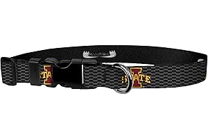 MOOSE PET WEAR Dog Collar – Iowa State University Adjustable Pet Collars, Made in The USA – Carbon Fiber, 1 inch Large