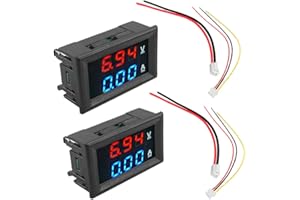 Suapouen 2Pcs Digital Voltmeter Ammeter DC 100V 10A Amp Voltage Current Meter Tester Blue + Red Dual LED Display Panel with C