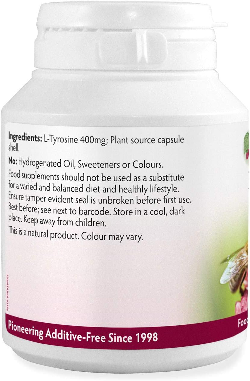 L-Tyrosine (Extra Strength) 400mg x 90 Capsules, for Mental Alertness Focus, Stress & Sleep, Free Form Amino Acid Supplement - Image 3