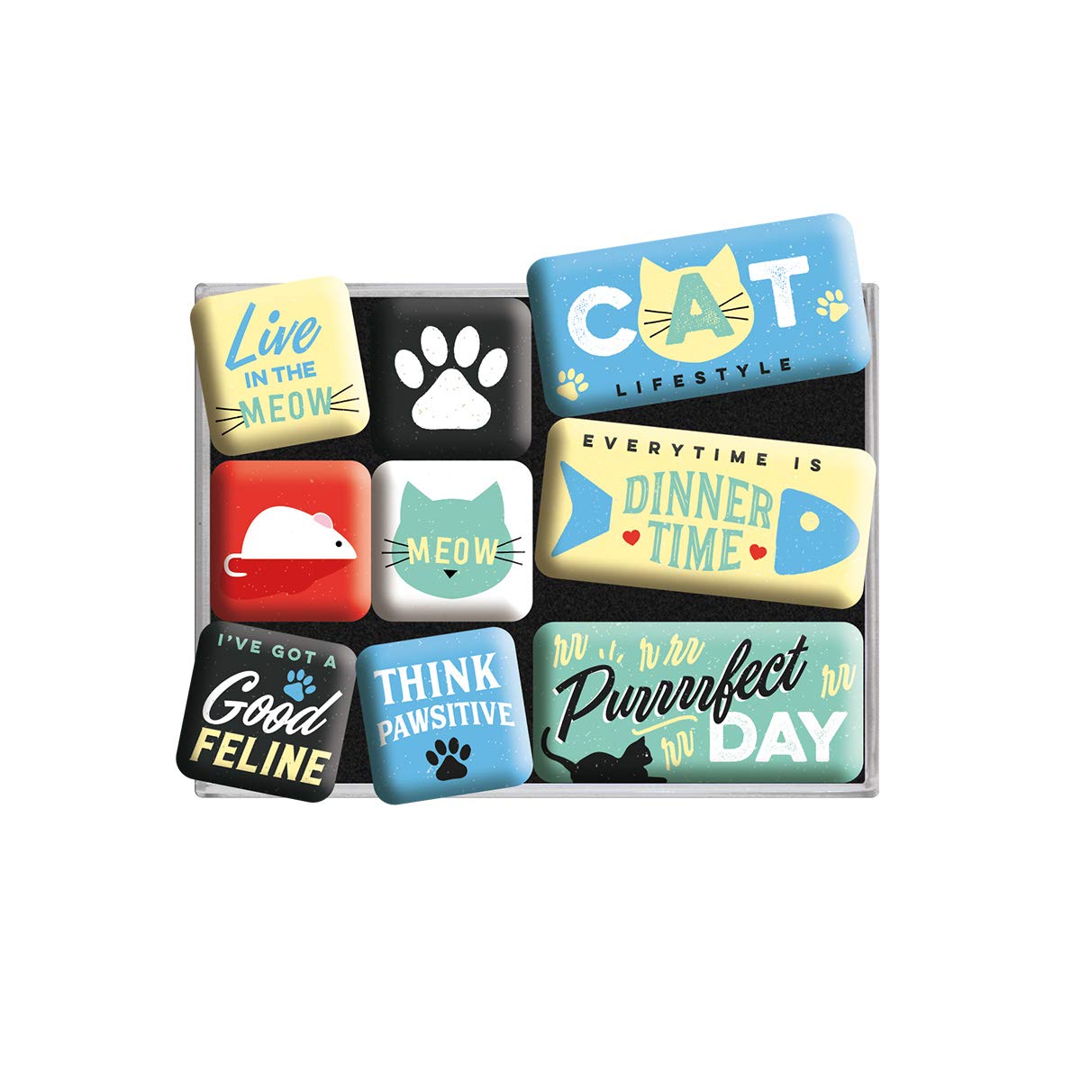 Nostalgic-Art 83109 Animal Club - Cat Lifestyle, Magnet Set (9pcs)