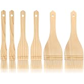6 Pieces Flat Hake Brushes Hake Paint Brush Artist Painting Set | Sheep Hair Bristles with Wooden Handle, 1 2 3 Inch Size for Watercolor, Encaustic Wax Painting, Ceramic Pottery Glaze, Artist