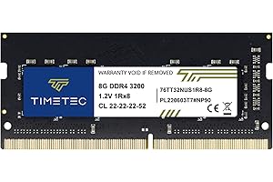 Timetec 8GB DDR4 3200MHz (or 2933MHz or 2666MHz) PC4-25600 Non-ECC Unbuffered 1.2V CL22 1Rx8 Single Rank 260 Pin SODIMM Lapto