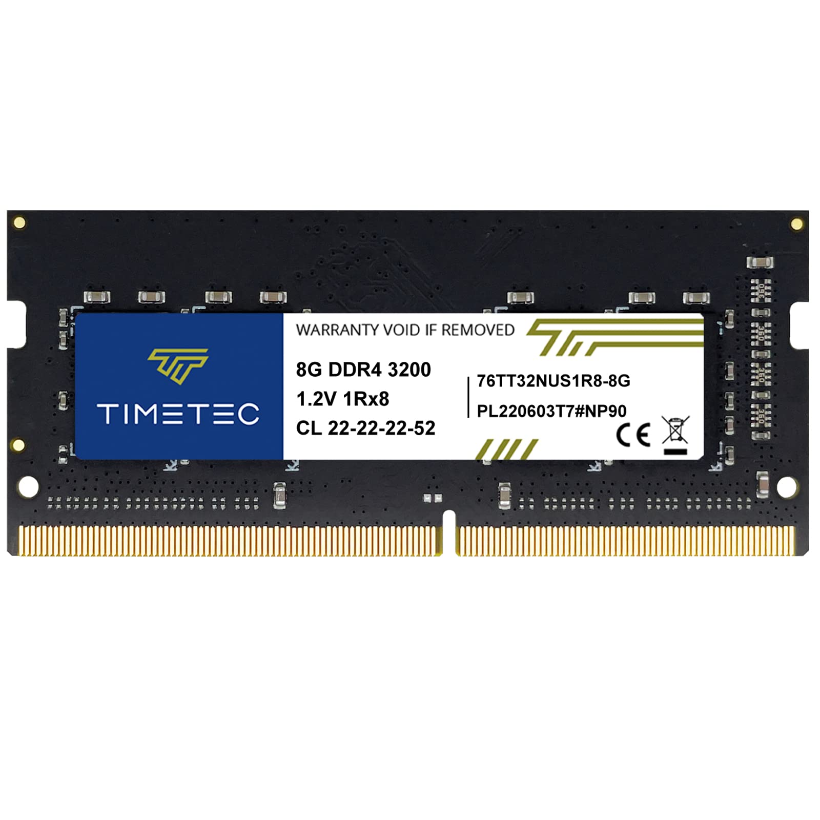 Timetec 8GB DDR4 3200MHz (PC4-3200AA) PC4-25600 SODIMM Laptop RAM – 260-Pin 1.2V CL22 Non-ECC Unbuffered Memory Module for Laptop, Notebook, Mini PC, All-in-One