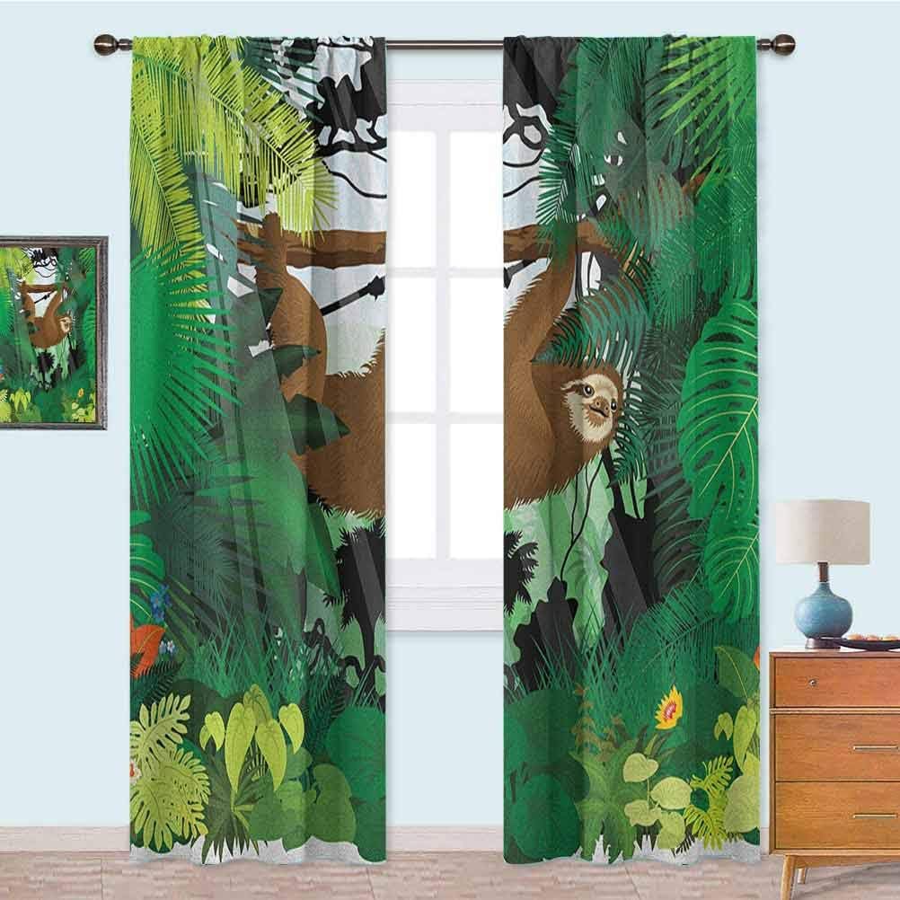 YUAZHOQI Blackout Thermal Insulation Curtain Vibrant Exotic Rainforest
