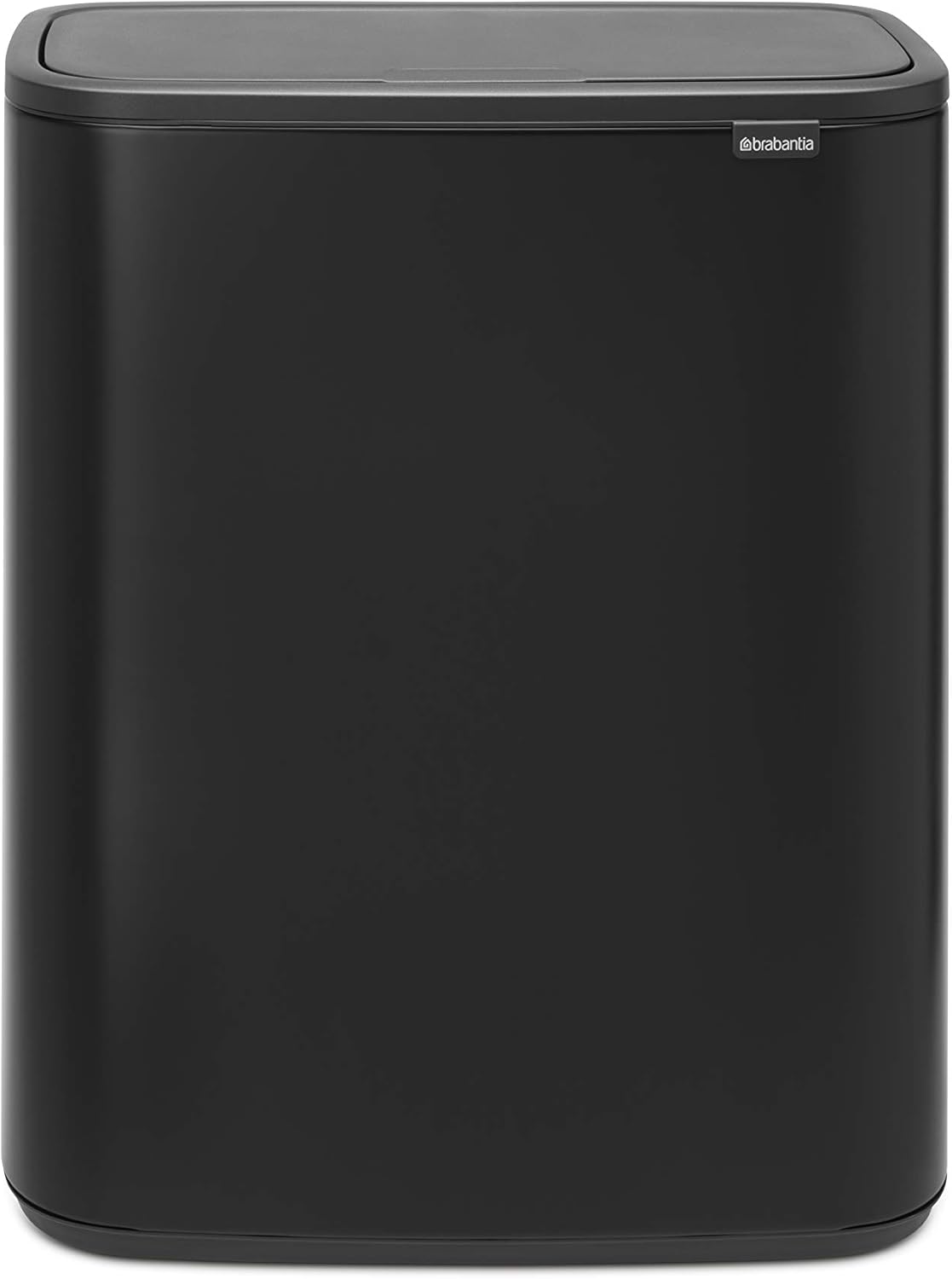 Brabantia Bo Touch Bin - 60L Inner Bucket (Matt Black) Large Rectangular shape, Waste Kitchen Bin - Soft-touch