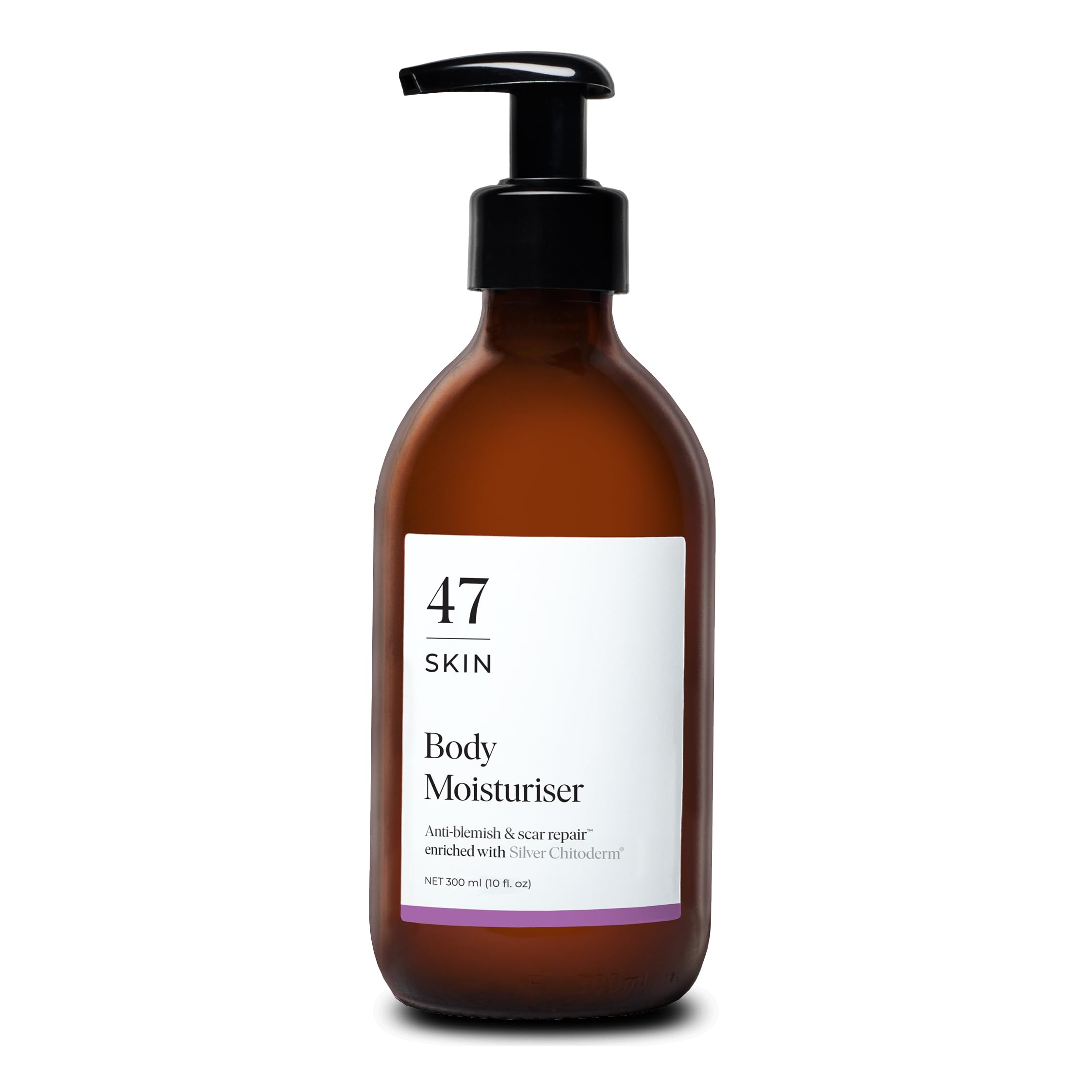 47 Skin Anti-blemish & scar repair Body Moisturiser enriched with Silver Chitoderm for All Skin Types, Clear Skin Moisturiser, 300ml
