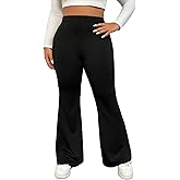 WDIRARA Women's Plus Size Elastic High Waist Stretch Flare Bell Bottom Pants