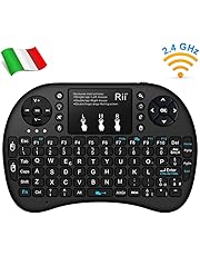 Rii Mini i8+ Wireless (Layout Italiano) - Mini Tastiera Retroilluminata con Mouse Touchpad per Smart TV, TV Box, Mini PC, Playstation, Xbox, Computer