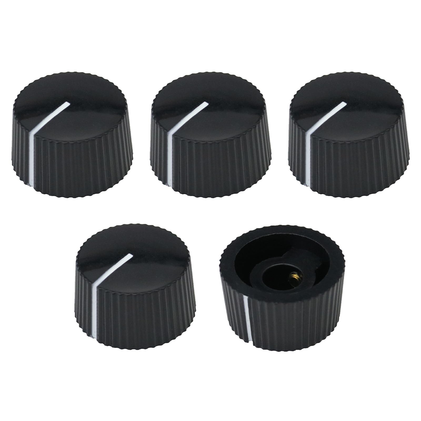 6.4mm Round Hole Wide Instrument/Equipment Control Knob Pack of 5 (Black)