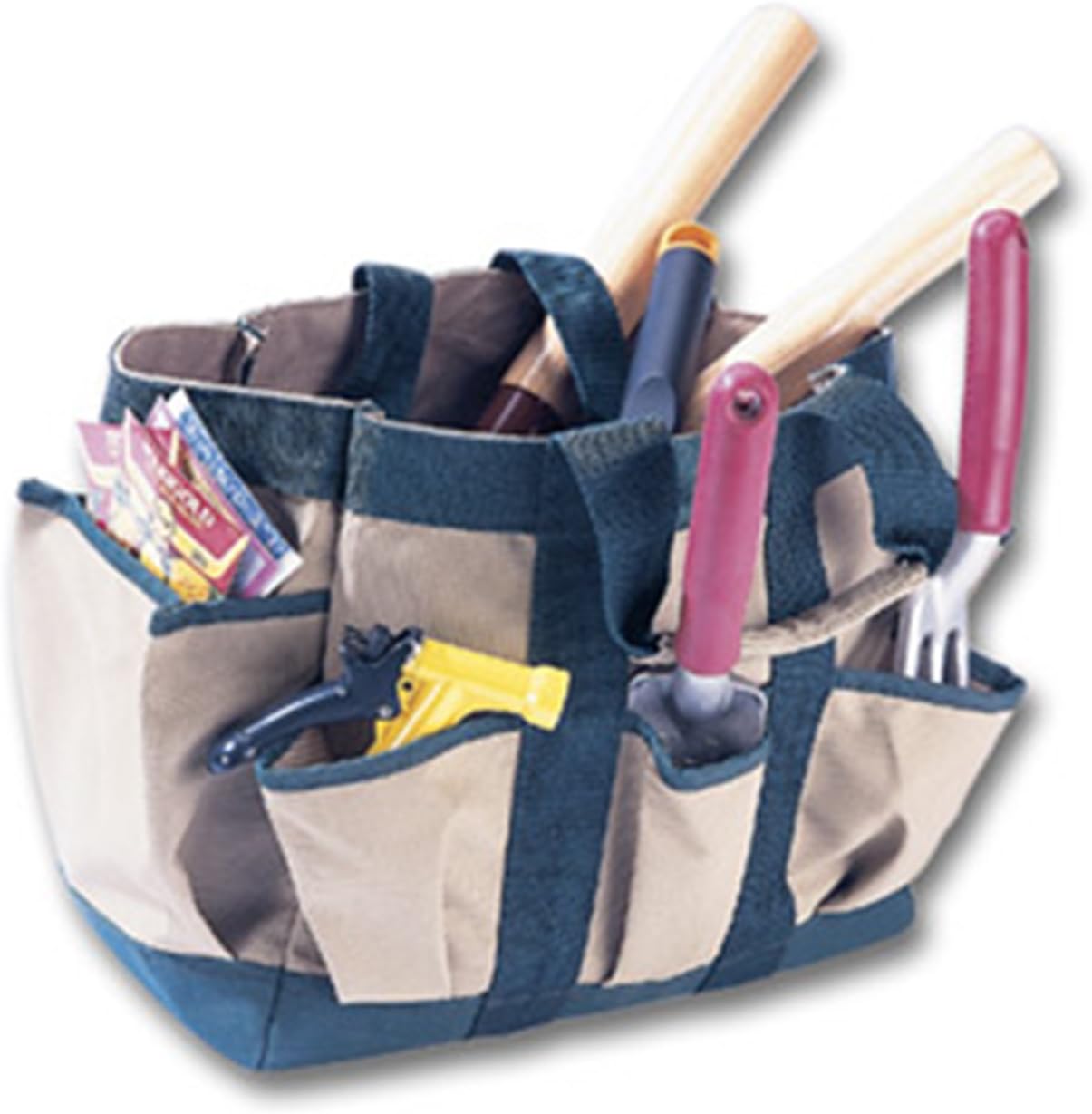 Contain IT Contain IT 9140 Tote-It Garden Bag with 8 Outside Pockets, Green/Tan