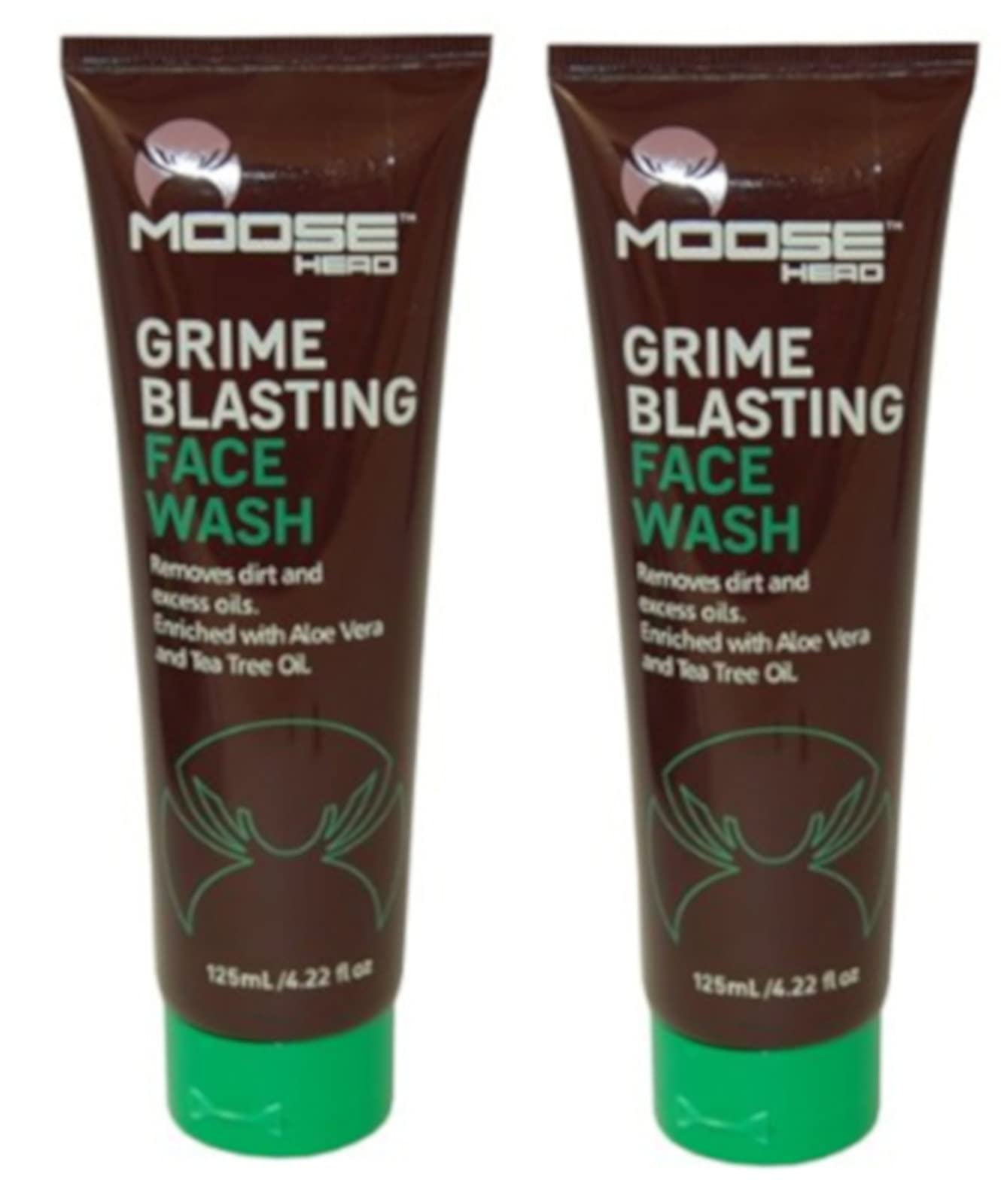 MOOSEHEAD Grime Blasting FACE WASH (pack of 2) 125ml each with Aloe Vera + Tea Tree Oil