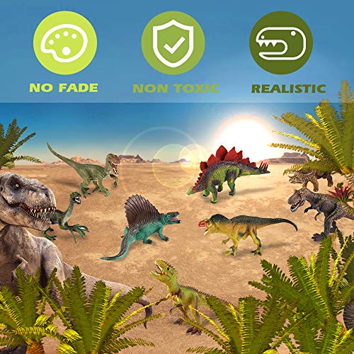 Baztoy Dinosaur Toys Figures Realistic Model Sets Play Mat Trees and Map Educational Boys Gifts Dino World for Kids Dinosaur Party Supply Favors Including T-Rex Tyrannosaurus Triceratops - Thumbnail 5