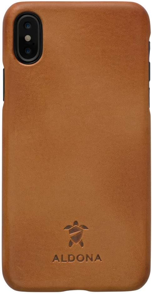 ALDONA Leather Inner Microfibre Lining Slim Profile Ample Protection Snap-on Cover for iPhone Xs Max (Natural Tan)