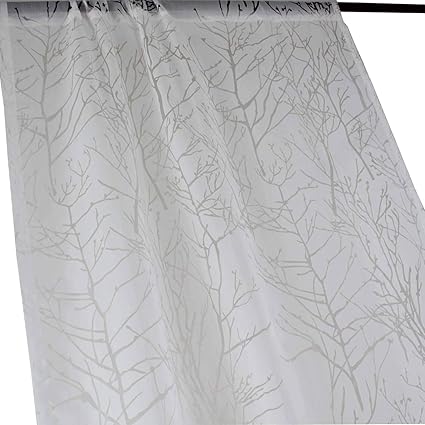 Amazon Com Anady Top White Sheer Curtains Ice Branch Tree Living