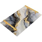 Gold and Black Marble Vanity Tray Pattern Acrylic Decorative Serving Tray Coffee Table Tray for Bathroom Living Room Bedroom