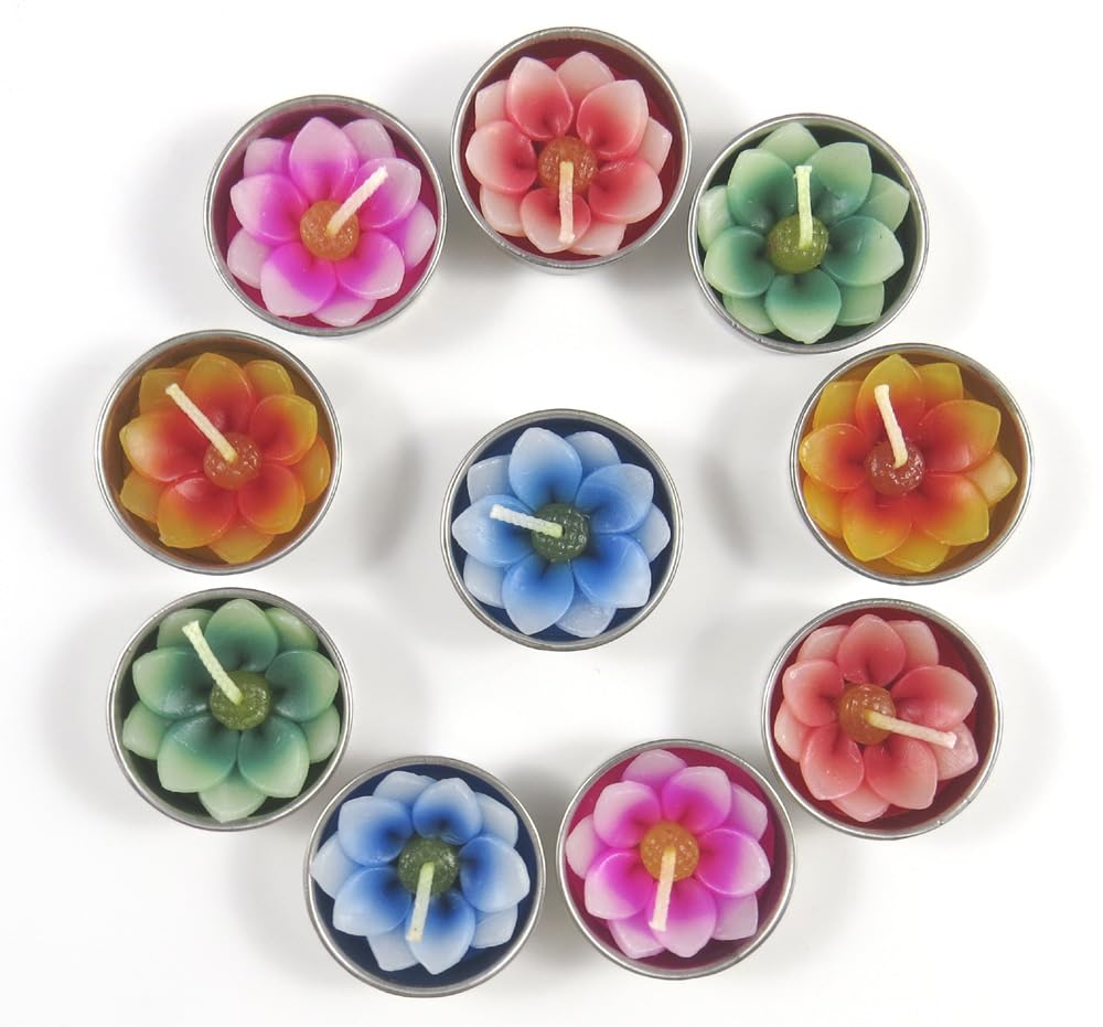 Merca Tealights and candle holder refills with 10 scented candles in the shape of a Lotus flower