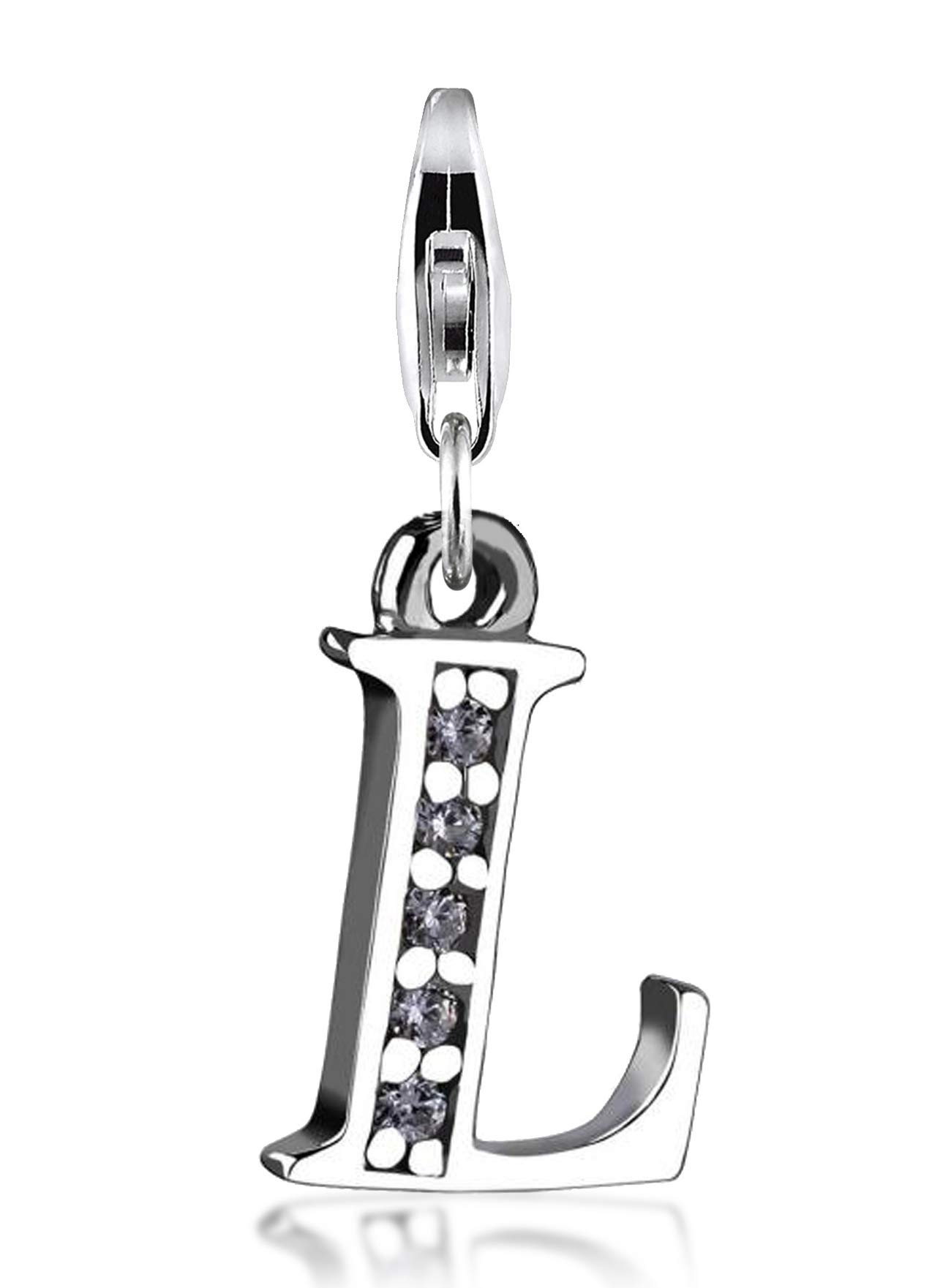 Nenalina Letter L Charm Pendant in 925 Sterling Silver, fits all Common Charm Bracelets - 712712-019