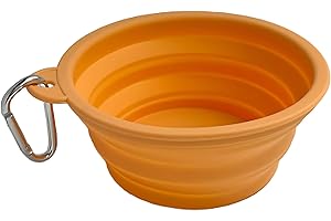 SAGE HILL MERCANTILE Pop Up Pet Travel Bowl for Dogs and Cats, Collapsible with Carabiner Clip, Silicone, Easy to Pack & Clean, Available in 3 Nature-Inspired Colors (Peach)