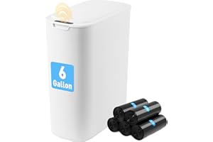 FRESHLIX Automatic Motion Sensor Bathroom Trash Can with Lid, 6 Gallon Touchless Trash Bin, Smart Electric Narrow Waterproof Garbage Bin for Toilet, Office, Rv, Bedroom, Living Room