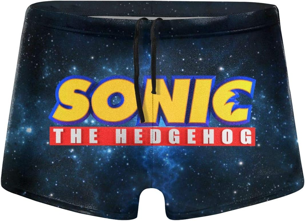 Macevoy Hedgehogs Sonic Men's Swim Shorts Trunks Boxer Brief Swimming Pants, Quick Dry Summer Swimwear