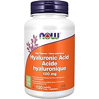 NOW Supplements, Hyaluronic Acid 100 mg, Double Strength with L-Proline, Alpha Lipoic Acid and Grape Seed Extract, 120 Veg Ca