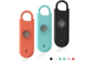 Fauxomor 140dB Personal Safety Alarm for Women, 3 Pack Safe Alarm Protection Keychain with Strobe Light & Low Battery Notice, Security Siren Self Defense for Seniors College Girls, Orange+Blue+Black