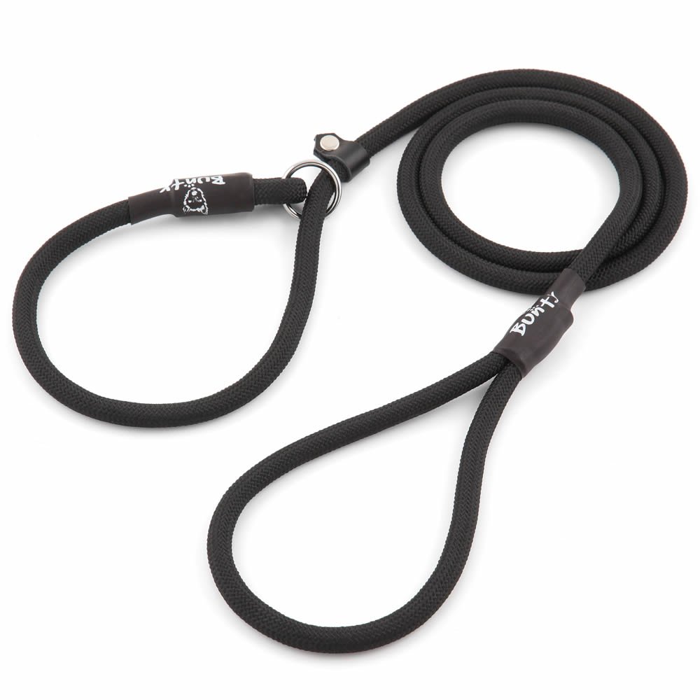 Bunty Rope Slip Lead for Dogs, Extra-Large | Anti Pull Dog Lead, One-Size-Fits-All, Durable Woven Nylon Ideal for All Dogs - No Pull Training Aid No Collar Needed - XL 120cm Black