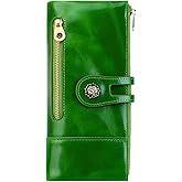 shuainiu Women's RFID Blocking Wallet Soft Leather Clutch Money Ladies Purse Slim Card Holder Organizer Zip Pocket (3013-Green)