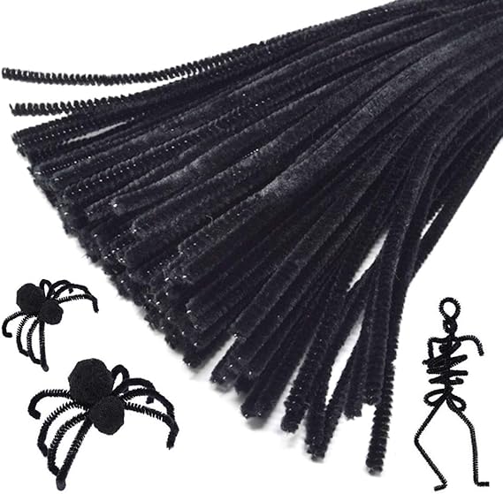Halloween DIY Black Pipe Cleaners, Black Chenille Stem for