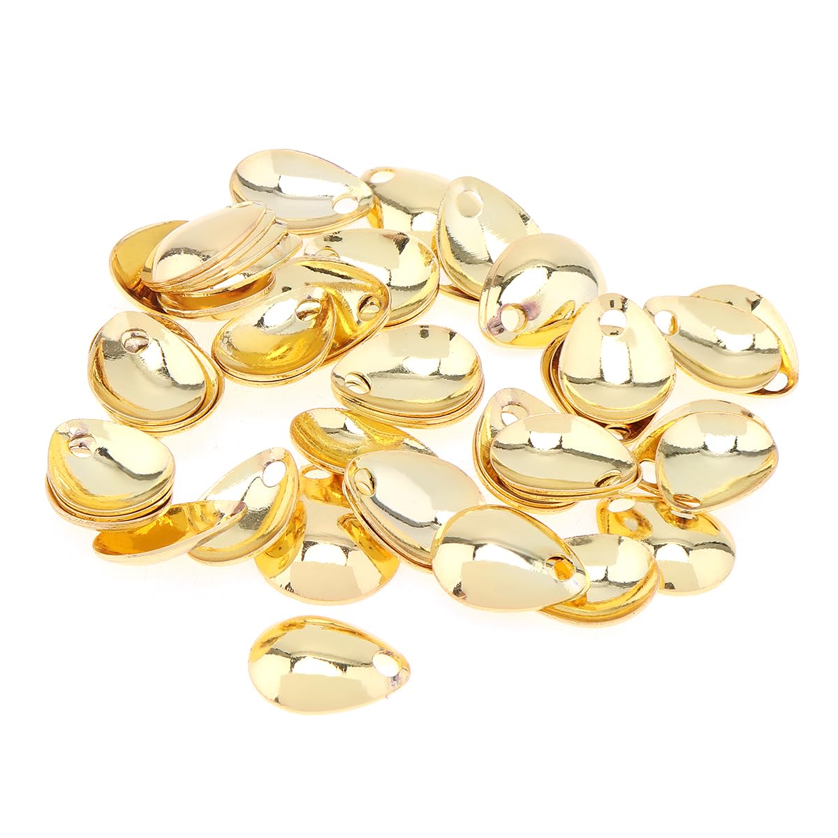 OriGlam 50pcs Spinner Baits Spoons Rigs, DIY Rig Spinner Making Kit, DIY Spinner Bait Noise Metal Spoon Spinner Baits for Worm Spinner Baits Spoons Rigs Making (Gold)