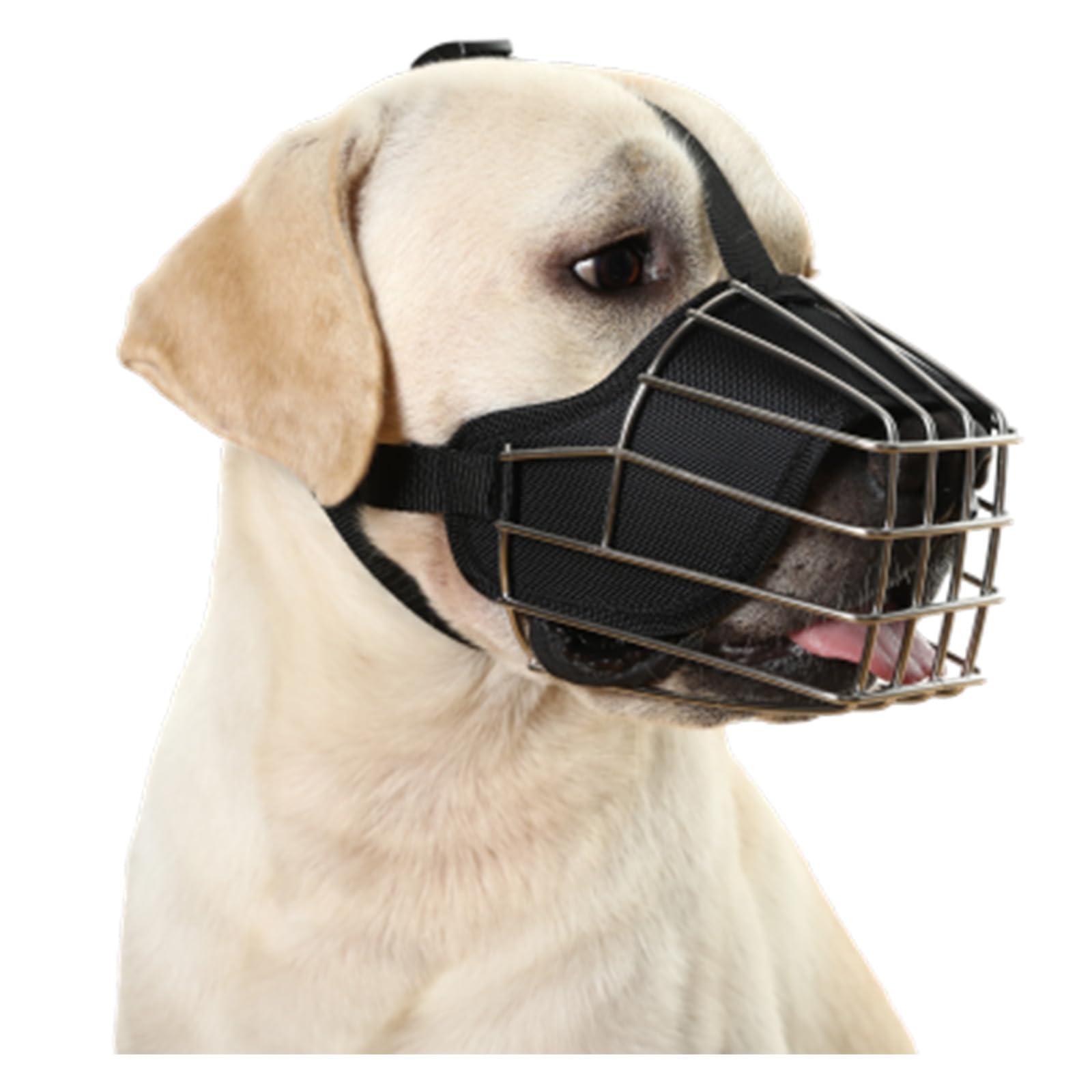 HYHIOTS Dog Muzzle for Medium Large Dogs, Metal Pitbull Dog Muzzle Wire Basket for Large Breed German Shepherd, Rottweiler, Cane Corso, Spanish Mastiff