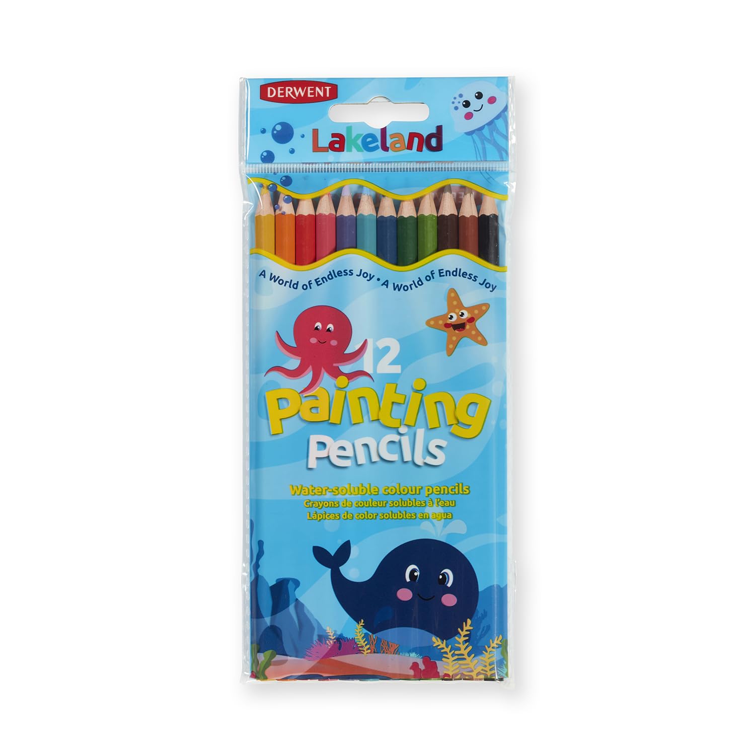 Derwent Lakeland Painting Pencils for Kids - Pack of 12 Watercolour Pencils, Kids Painting Pencil for Arts and Crafts, Assorted Colours