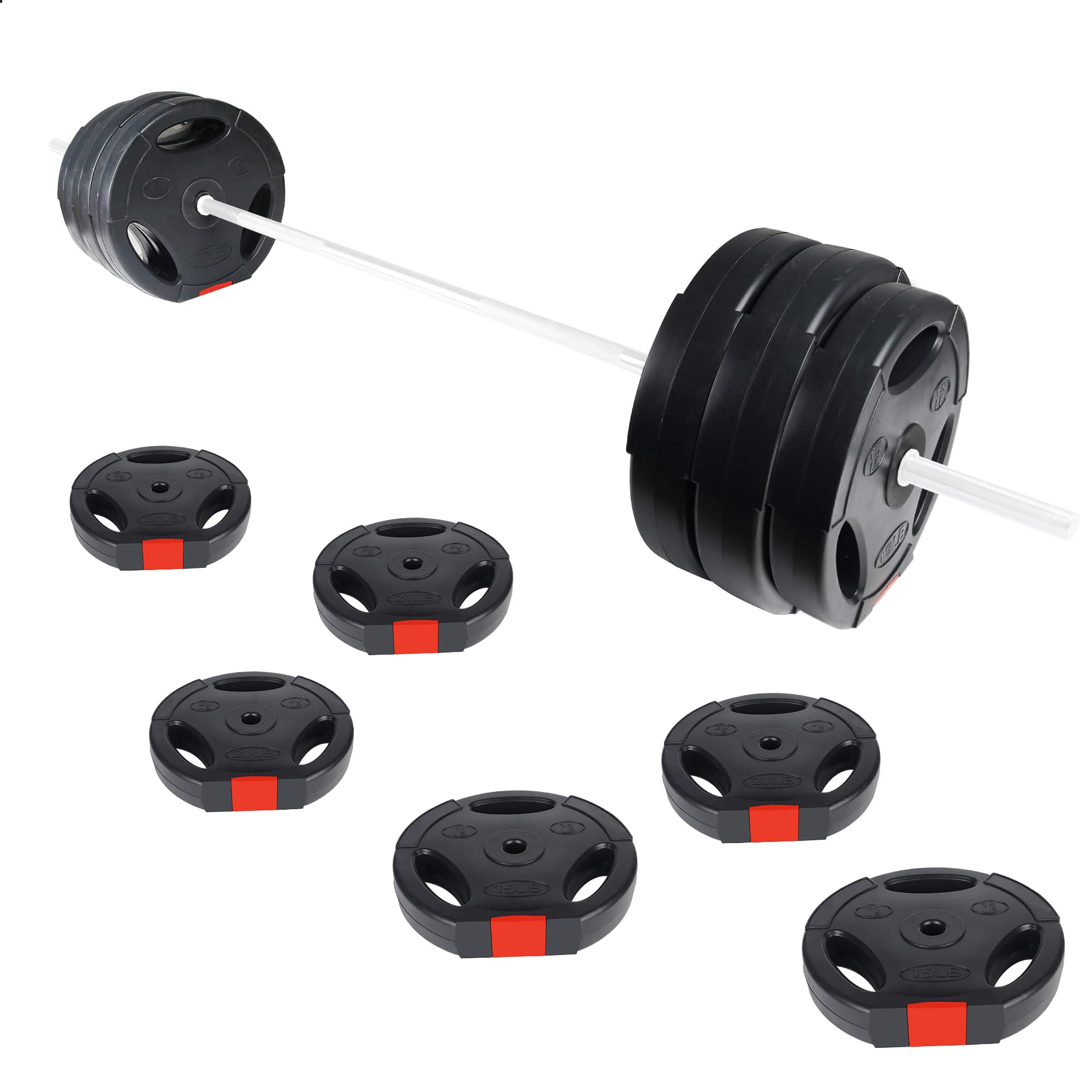 Photo 1 of ** COMPLETED ** Fitvids Vinyl Standard 1-Inch Plate Weight Plate Set for Strength Training and Weightlifting, 110LBS Set(2x 15LBS, 4x 20LBS)