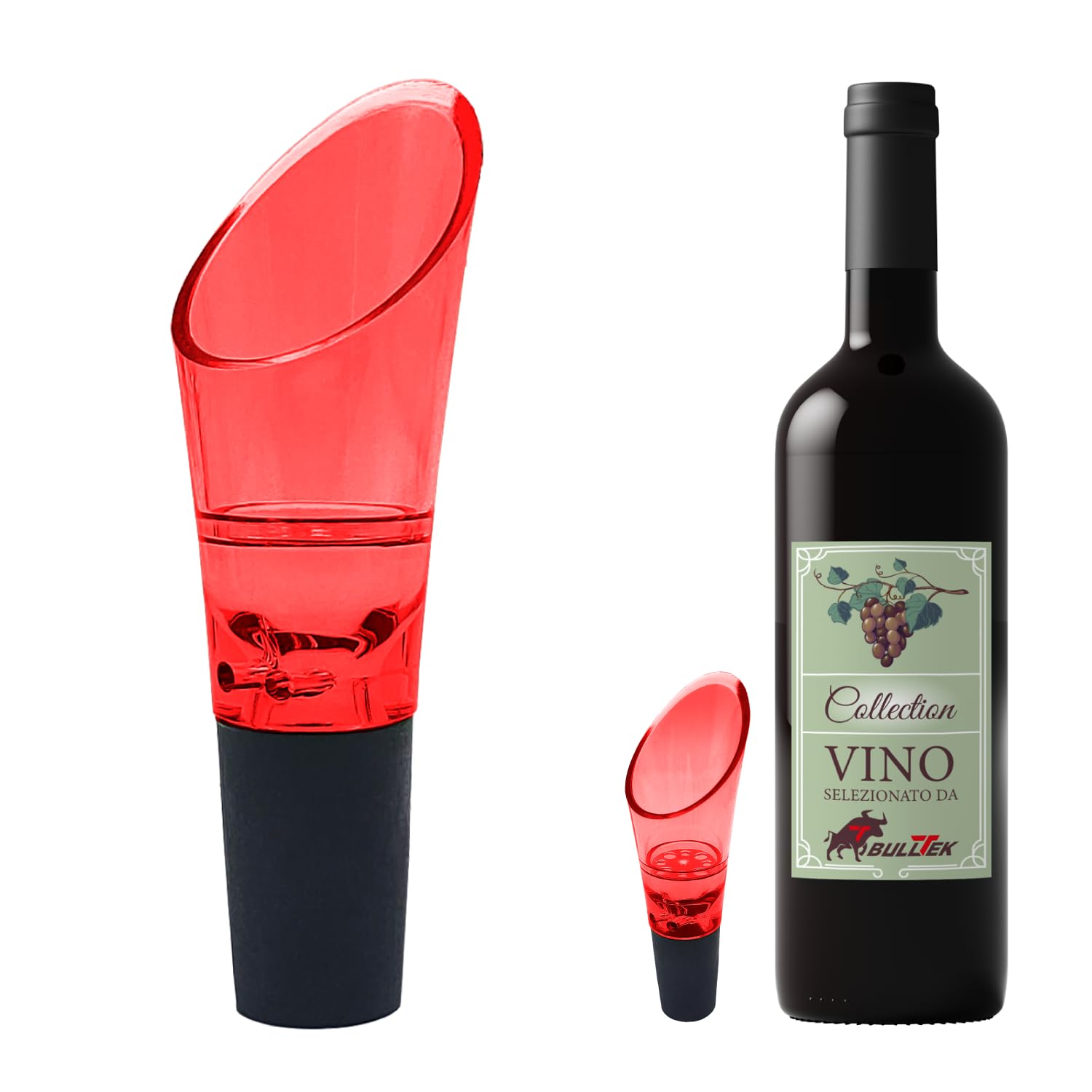 Wine Aerator and Decanter Spout - Decanting Aeration Pourer Stopper Drip Stopper - Professional Decanter Dispenser with Drip Saver Aerator Filter (RED)