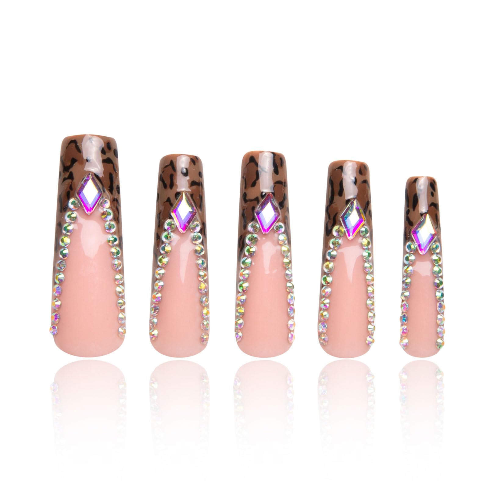 Photo 1 of LOVFUL Press on Nails Cocktail Party| Handmade with Full Covered Crystals| Reusable Fake Nails| Square Mid length 1.7in| H225-S