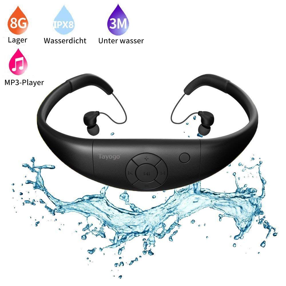 Tayogo 2020 Waterproof mp3 Player swimming, waterproof 8GB for Swimming Headset,sports headset, under Water Music Player