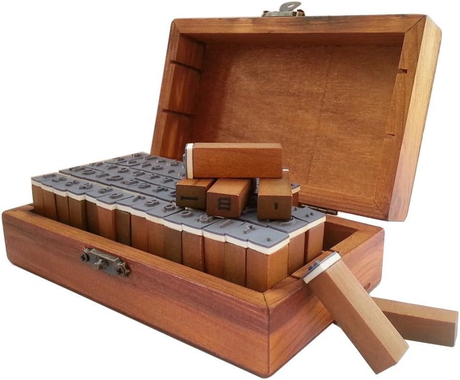 Hayesmall 70 Pcs Alphabet Stamps Vintage Wooden Rubber Alphabet Letters Number Stamps