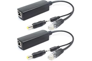ANVISION 2-Pack 5V PoE Splitter, 48V to 5V 2.4A, Plug 3.5mm x 1.35mm, 5.5mm x 2.1mm Connector, IEEE 802.3af Compliant, for IP