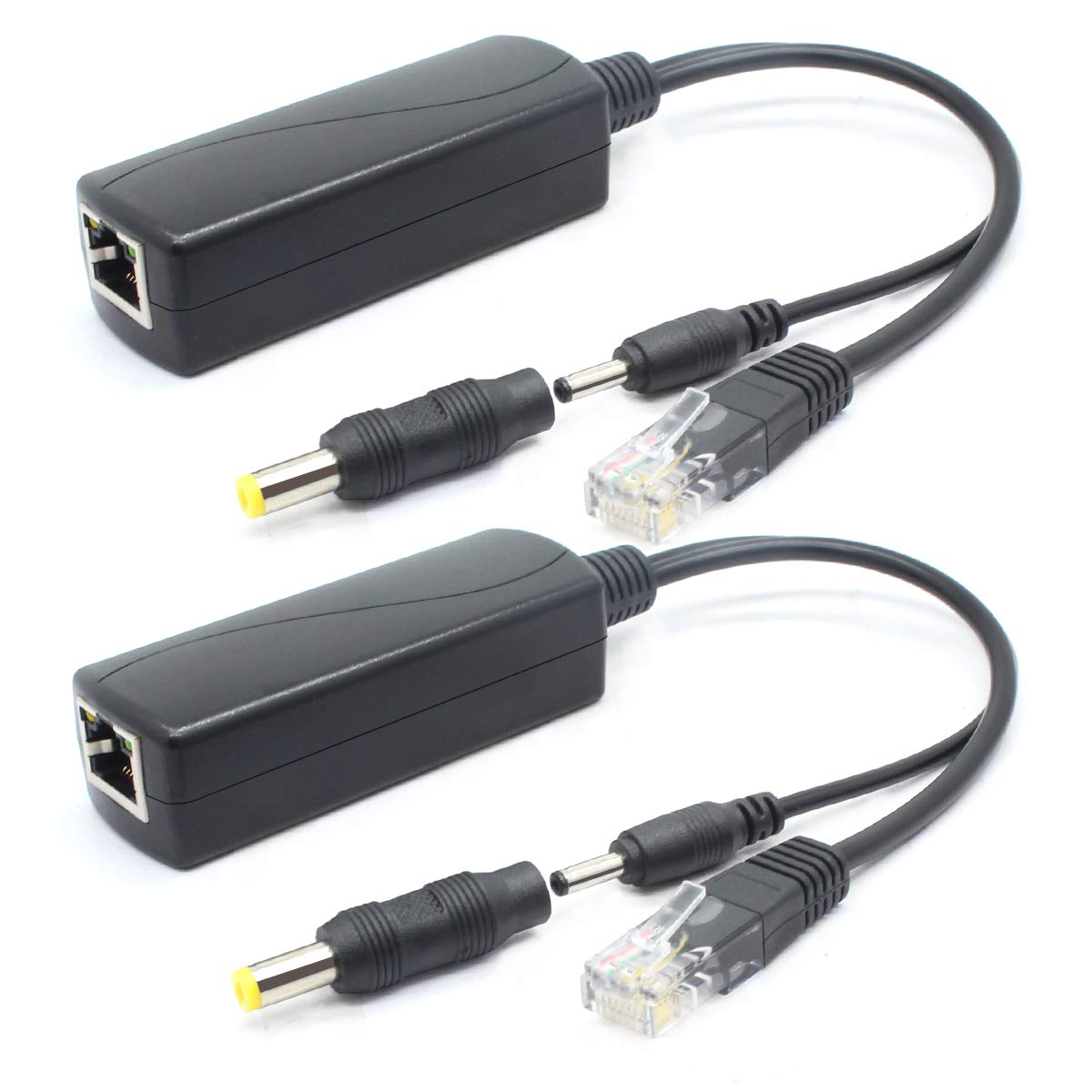Photo 1 of ANVISION 2-Pack 5V PoE Splitter, 48V to 5V 2.4A Adapter, Plug 3.5mm x 1.35mm, 5.5mm x 2.1mm connector, IEEE 802.3af Compliant, for IP Camera and more