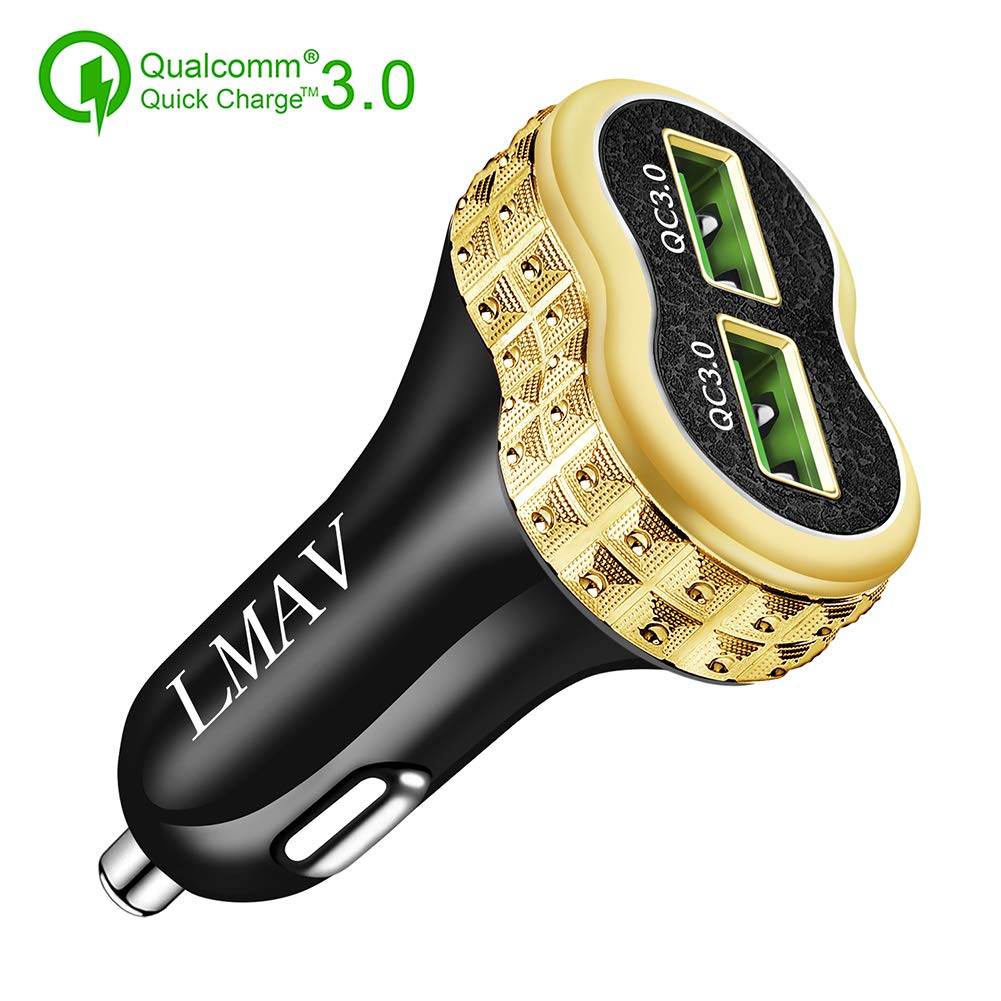 Quick Charge 3.0 Car Charger, 48W 6A Dual QC3.0 Car Charger Compatible for Samsung Galaxy S9+ / S8 / S7 / Note9 / Note8, iPhone Xs Max/XR/XS/X / 8Plus ...