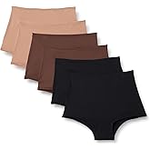 Amazon Essentials Women's Peached Microfiber High Waisted Boyshort, Pack of 6