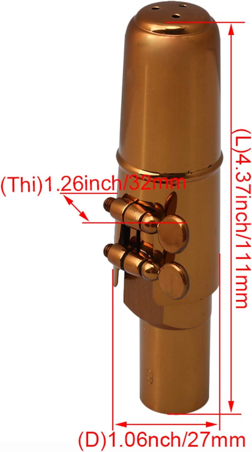 Yibuy Rose Gold B Flat Tenor Saxophone Sax Mouthpiece with Ligature Cap 9#, Rose Golden, 3.2x2.7x10.8cm/0.87x0.75x4.21inch(LxWxMin H) - Image 5