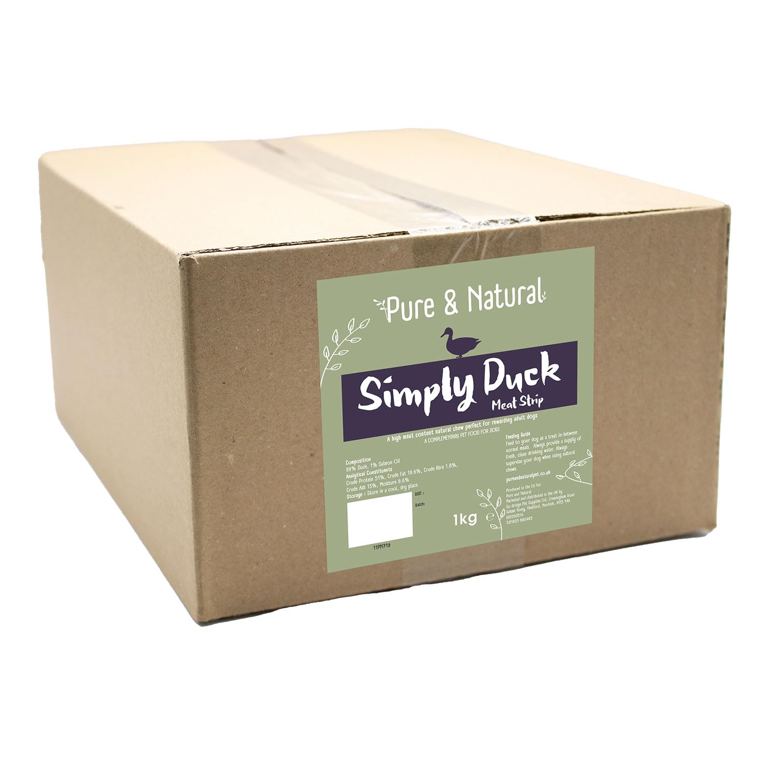 Pure & Natural Duck Strips - Natural Dog Chews Long Lasting, Hypoallergenic, & Grain Free Recipe, Healthy Low Fat Dog Treats - Jerky-Like Meat Strips 1kg