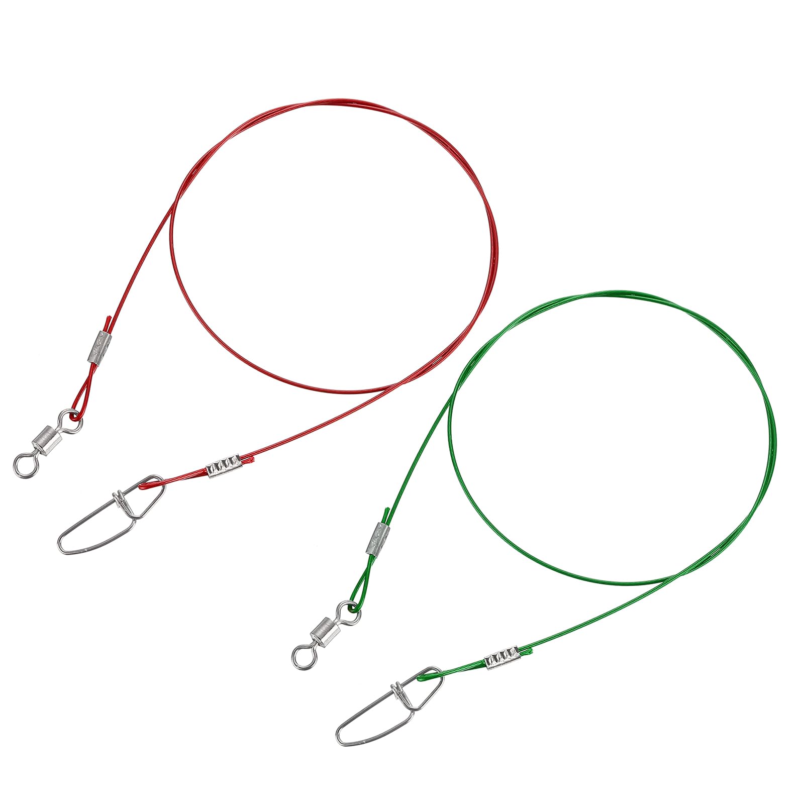 PATIKIL Fishing Wire Leaders 20", 30 Pack 300lb High Strength Carbon Steel Nylon Coated Fishing Line with Swivel Snap for Saltwater Freshwater, Green Red
