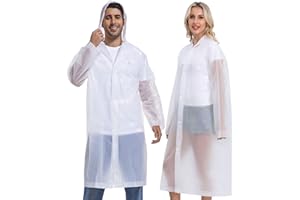 2PCS Borogo Rain Coats for Adults - Reusable Rain Jackets for Men & Women