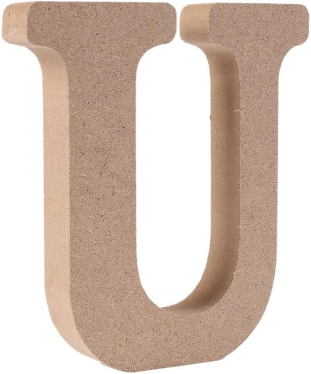 Freeas Freestanding Wooden Letters, Alphabet Decorative Wood Letters Hanging Wall 26 Letters DIY Words Sign for Children Baby Name Girls Bedroom Wedding Birthday Party Home Décor (U)
