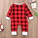 Charm Kingdom Newborn Baby Boys Girls Long Sleeve Christmas Deer Print Plaid Romper (12-18 Months)