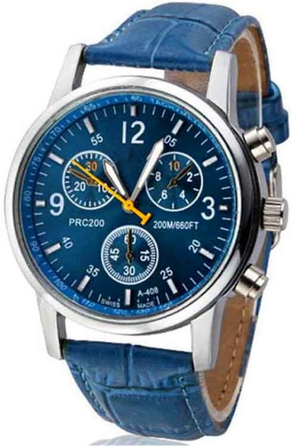 Mens Analog Quartz Wrist Watch - Classic Casual Watch with Blue Large Face Watches for Men